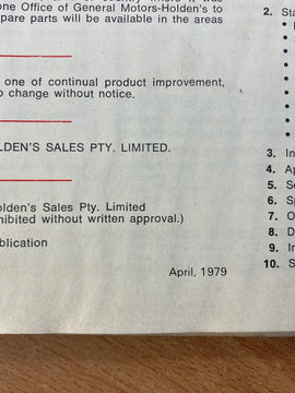 HZ Holden 1979 owners manual B4