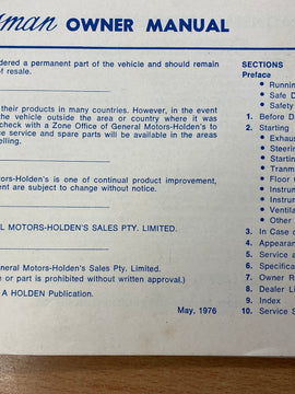 Holden HJ Statesman and caprice owners manual B5